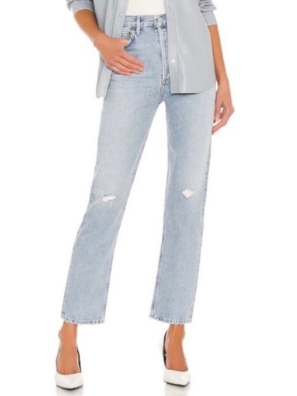 Agolde 90’s Pinch Waist High Rise Straight Leg Jeans Flashback Light Wash Sz 25